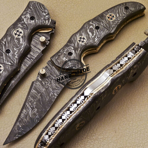 Full Damascus Folding Knife