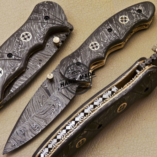 Full Damascus Folding Knife