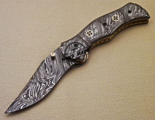 Full Damascus Folding Knife Custom Handmade Damascus Steel Full Damascus Pocket Knife 979 - Image 3