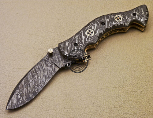 New Full Damascus Folding Knife Custom Handmade Damascus Steel Pocket Knife 987 - Image 3