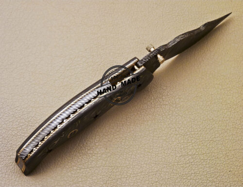 Full Damascus Folding Knife Custom Handmade Damascus Steel Full Damascus Pocket Folding Knife 980 - Image 5