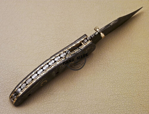 Full Damascus Folding Knife Handmade Damascus Steel Pocket Knife 981 - Image 5