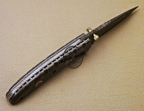 Full Damascus Folding Knife Custom Handmade Damascus Pocket Knife 984 - Image 5