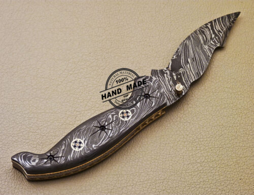 Full Damascus Folding Knife Custom Handmade Damascus Steel Full Damascus Pocket Folding Knife 980 - Image 6