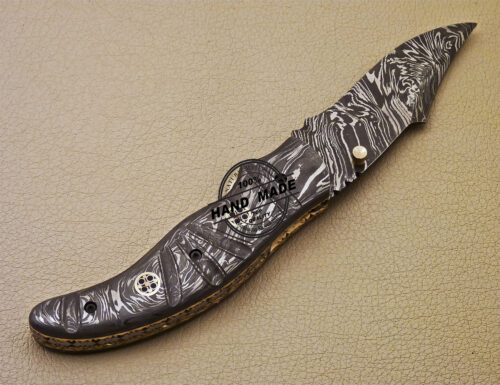 Full Damascus Folding Knife Handmade Damascus Steel Pocket Knife 981 - Image 6