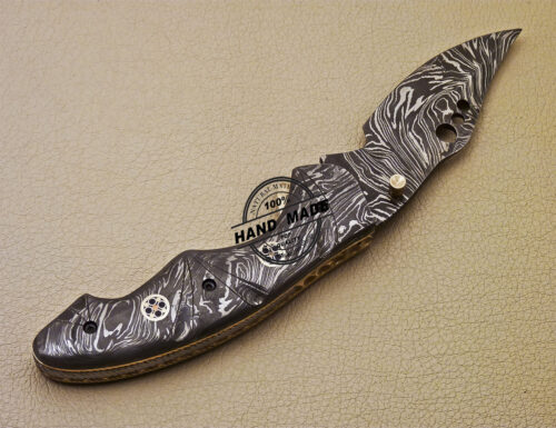 Full Damascus Folding Knife Custom Handmade Damascus Steel Pocket Knife 983 - Image 6
