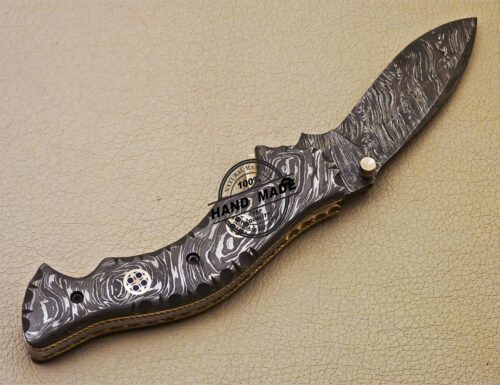 New Full Damascus Folding Knife Custom Handmade Damascus Steel Pocket Knife 987 - Image 6