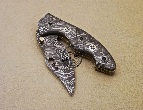 Full Damascus Folding Knife Custom Handmade Damascus Steel Pocket Knife 983 - Image 7