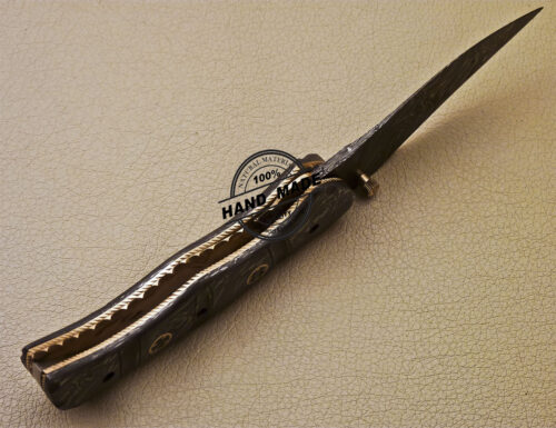 Full Damascus Folding Knife Custom Handmade Damascus Steel Full Damascus Pocket Knife 979 - Image 7