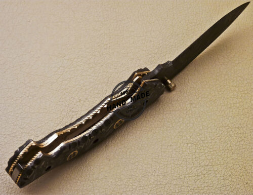 New Full Damascus Folding Knife Custom Handmade Damascus Steel Pocket Knife 987 - Image 7