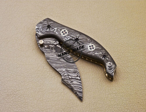 Full Damascus Folding Knife Custom Handmade Damascus Steel Full Damascus Pocket Folding Knife 980 - Image 8
