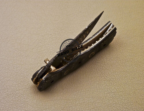 Full Damascus Folding Knife Custom Handmade Damascus Steel Full Damascus Pocket Knife 979 - Image 8