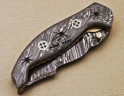 Full Damascus Folding Knife Custom Handmade Damascus Steel Full Damascus Pocket Folding Knife 980 - Image 9