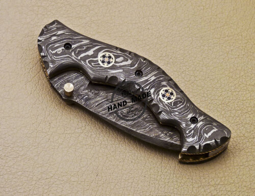 New Full Damascus Folding Knife Custom Handmade Damascus Steel Pocket Knife 987 - Image 9