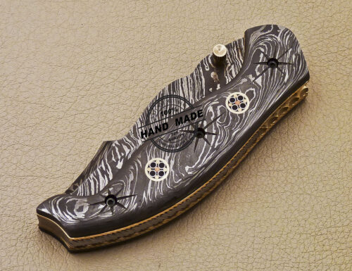 Full Damascus Folding Knife Custom Handmade Damascus Steel Full Damascus Pocket Folding Knife 980 - Image 10