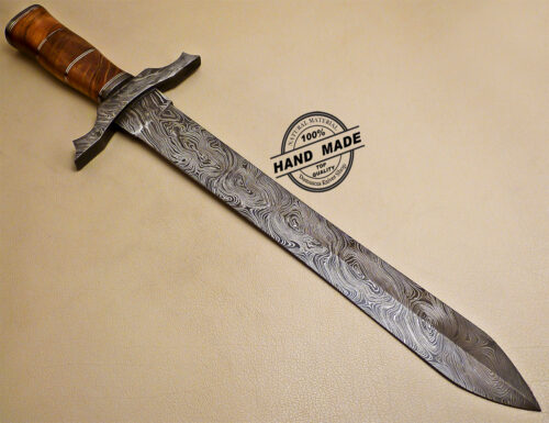 19 Inch Damascus Sword Custom Handmade Damascus Steel Sword 1014 - Image 3