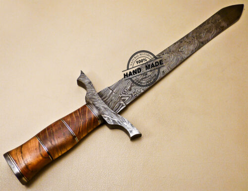 19 Inch Damascus Sword Custom Handmade Damascus Steel Sword 1014 - Image 5