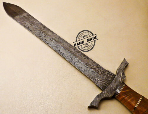 19 Inch Damascus Sword Custom Handmade Damascus Steel Sword 1014 - Image 6