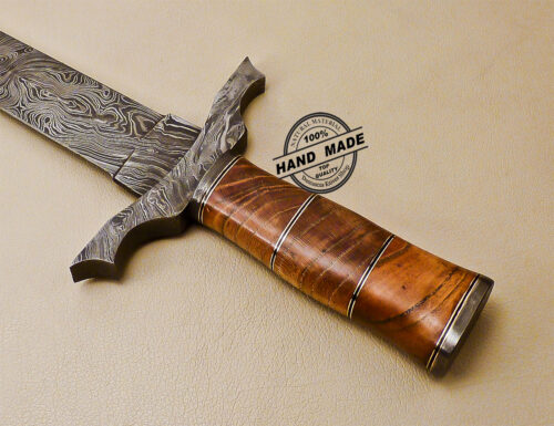 19 Inch Damascus Sword Custom Handmade Damascus Steel Sword 1014 - Image 7