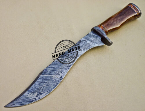Damascus Bowie Knife Custom Handmade Damascus Steel Knife 1037 - Image 3