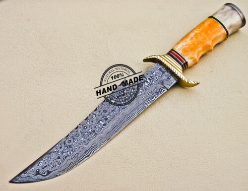 Damascus Skinner Knife Custom Handmade Damascus Steel Knife 1038 - Image 3