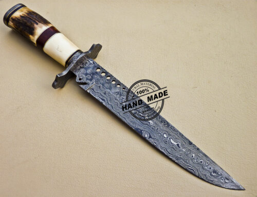 Damascus Skinner Knife Custom Handmade Damascus Knife 1040 - Image 4
