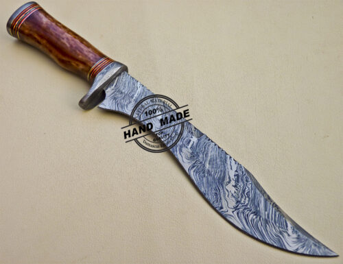 Damascus Bowie Knife Custom Handmade Damascus Steel Knife 1037 - Image 5