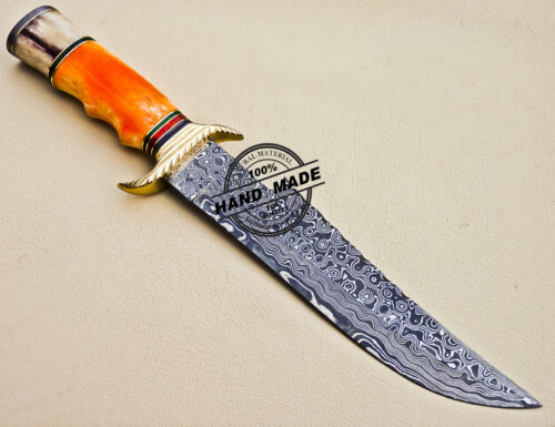 Damascus Skinner Knife Custom Handmade Damascus Steel Knife 1038 - Image 5