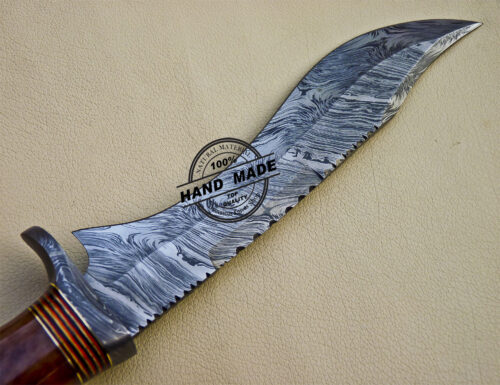 Damascus Bowie Knife Custom Handmade Damascus Steel Knife 1037 - Image 7