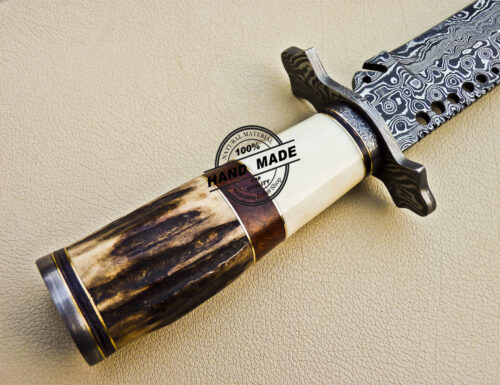 Damascus Skinner Knife Custom Handmade Damascus Knife 1040 - Image 8