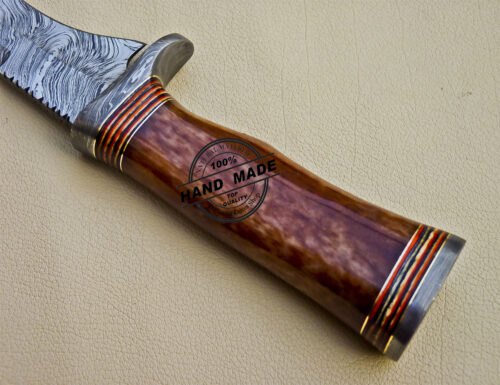 Damascus Bowie Knife Custom Handmade Damascus Steel Knife 1037 - Image 8