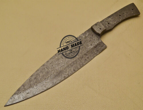 Damascus Kitchen Blank Knife Custom Handmade Damascus Steel Knife 1035 - Image 3