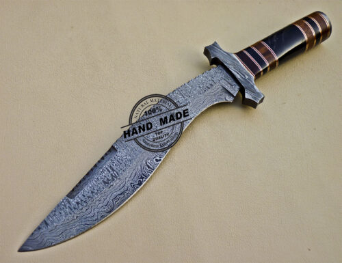 Damascus Kukri Knife Fixed Blade Custom Handmade Damascus Steel Knife 1034 - Image 3