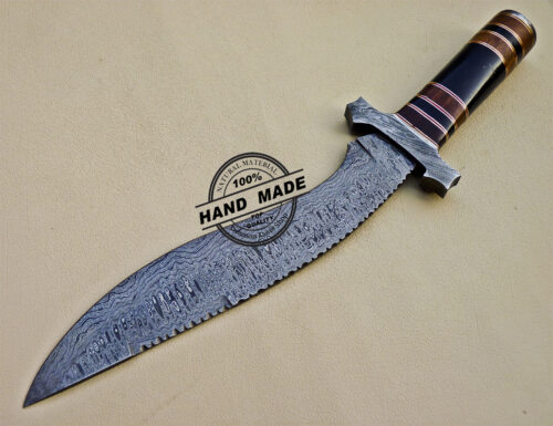 Damascus Kukri Knife Fixed Blade Custom Handmade Damascus Steel Knife 1034 - Image 4