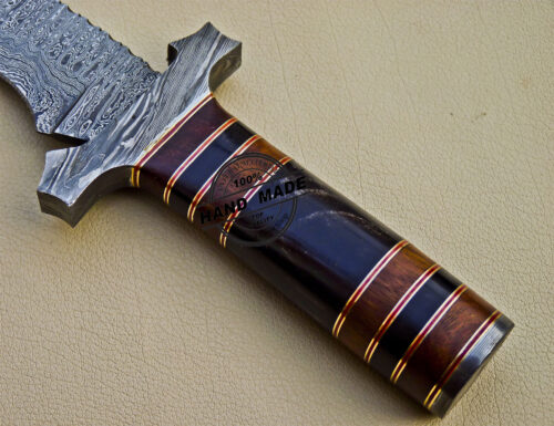 Damascus Kukri Knife Fixed Blade Custom Handmade Damascus Steel Knife 1034 - Image 7
