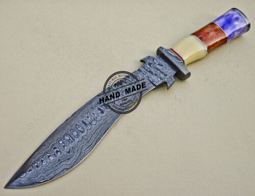 Custom Handmade Damascus Steel Hunting Damascus Bowie Knife 1046 - Image 3