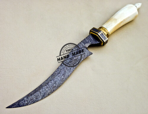 New Damascus Bowie Knife Custom Handmade Damascus Steel Knife 1070 - Image 3