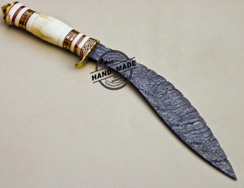 Damascus Kukri Knife Custom Handmade Damascus Steel Outdoor Knife 1068 - Image 4