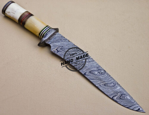 Damascus Skinner Knife Custom Handmade Damascus Steel Hunting Knife 1061 - Image 5