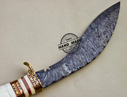 Damascus Kukri Knife Custom Handmade Damascus Steel Outdoor Knife 1068 - Image 5