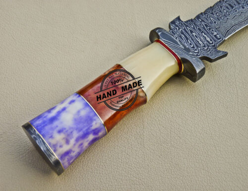 Custom Handmade Damascus Steel Hunting Damascus Bowie Knife 1046 - Image 8