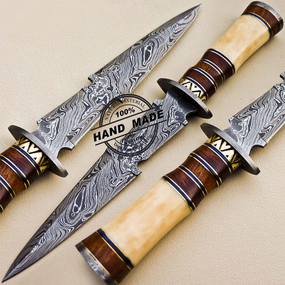 Personalized Damascus Steel Knife , 9 Handmade Fixed Blade Knife