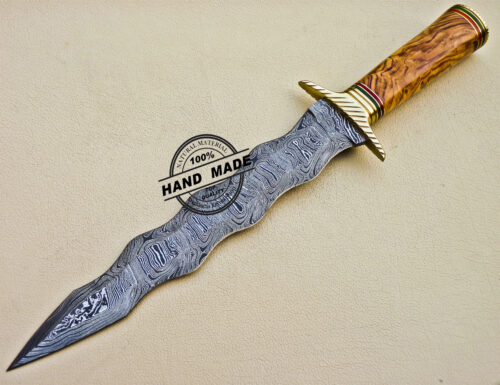Damascus Dagger Knife Custom Handmade Damascus Steel Hunting Knife 1084 - Image 3