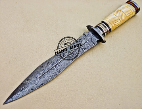 Damascus Dagger Knife Custom Handmade Damascus Steel Hunting Knife 1087 - Image 3