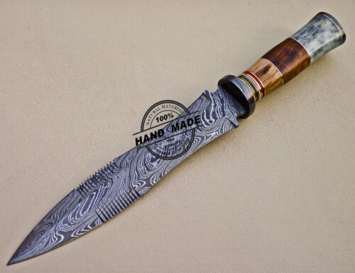 Damascus Dagger Knife Custom Handmade Damascus Steel Knife 1079 - Image 3