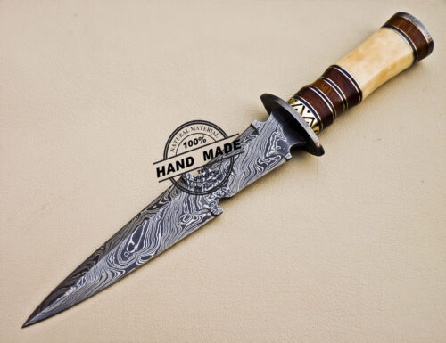 Damascus Dagger Knife Custom Handmade Damascus Steel Knife 1081 - Image 3