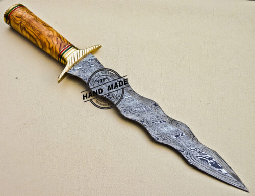 Damascus Dagger Knife Custom Handmade Damascus Steel Hunting Knife 1084 - Image 4