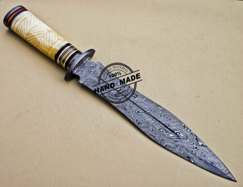 Damascus Dagger Knife Custom Handmade Damascus Steel Hunting Knife 1087 - Image 4