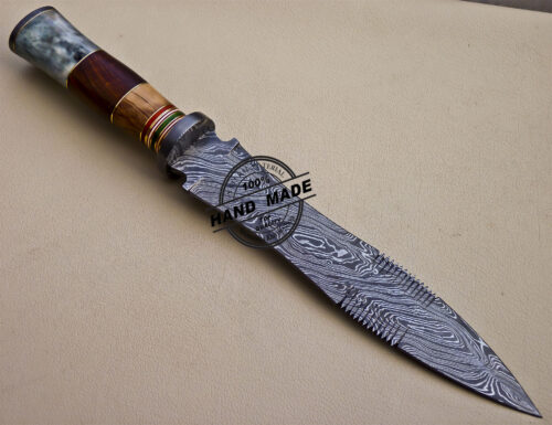 Damascus Dagger Knife Custom Handmade Damascus Steel Knife 1079 - Image 4