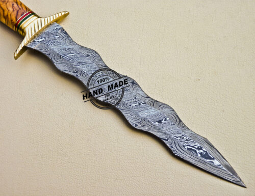 Damascus Dagger Knife Custom Handmade Damascus Steel Hunting Knife 1084 - Image 5